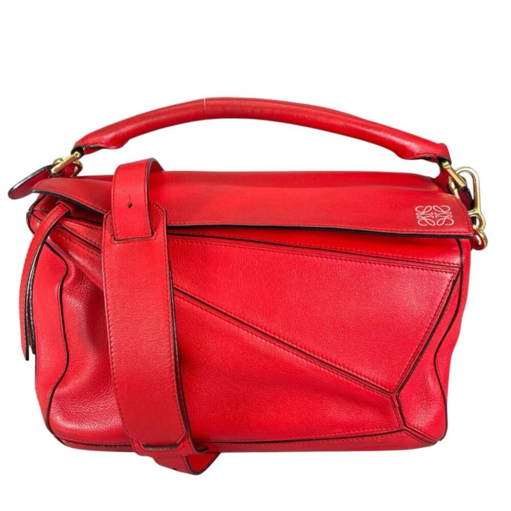 LOEWE Puzzle Bag Shoulder Bag, Red, Women's, Medium Size